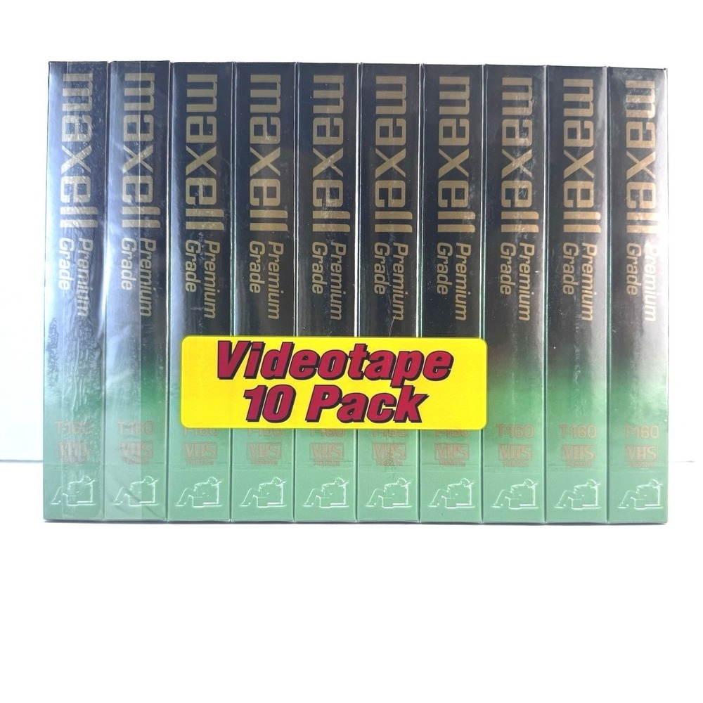 Maxell Premium Grade T-160 8 Hours VHS Videotapes 10-Pack Factory Sealed NEW